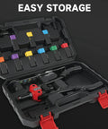 3 In 1 Rivet Nut Tool Kit with 14 Inch Rivet Gun and Six Metric Mandrels in open rugged carrying case