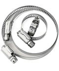 Solid 120 Pc Stainless Steel Hose Clamp Kit With Easy Tighten Worm Gear, 1/4 To 1-1/2 Inch Range, Totally Perfect For Plumbing And Auto Jobs That Need Durable Heavy Duty Clamps. Stainless steel worm gear hose clamps shown on white background