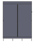 Portable Closet Wardrobe Organizer With Dustproof Cover Freestanding Storage Rack Hella Spacious Clothes Armoire For Dorm Or Apartment Straight Up Easy Pop Up Build Grey front view with zipper cover.