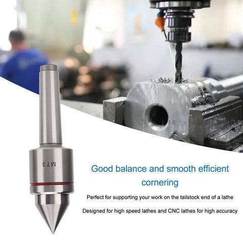 Heavy-duty live tailstock center MT3 for wood and metal lathe; 60-degree tip, steel body