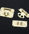 Gold Key Hasp Lock for Jewelry Box and Vintage Suitcase hardware showing retro style clasp components.