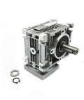Heavy Duty Nmrv030 Worm Gearbox Reducer with 11Mm Input and 14Mm Output Shaft for Nema 23 stepper motors showing silver metallic body.