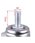 Close-up of screw stem for 5 Pack 1 Inch TPE Screw Caster Wheels For Furniture, Light Chrome Plated, showing M8 and 20mm dimensions.