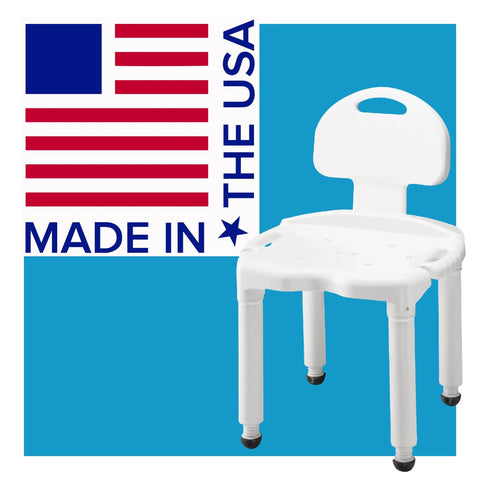 Senior Safe Bath Chair With Backrest For Shower Or Tub, Easy Inside Shower Seat For Elderly And Disabled, Made in USA