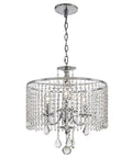 Three Light Polished Chrome Chandelier with K9 Crystal Dangles, Hardwired Ceiling Pendant, 72 Inch Chain and 96 Inch Wire