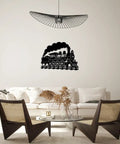 Living room setting featuring Dope Steam Locomotive Metal Wall Art For Living Room And Office Black 16 Inch Outdoor Decor Sign