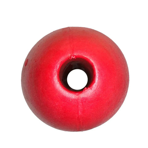 Red round PVC foam outrigger stabilizer buoy with center hole, durable buoyancy aid for stable rigging on canoes and boats