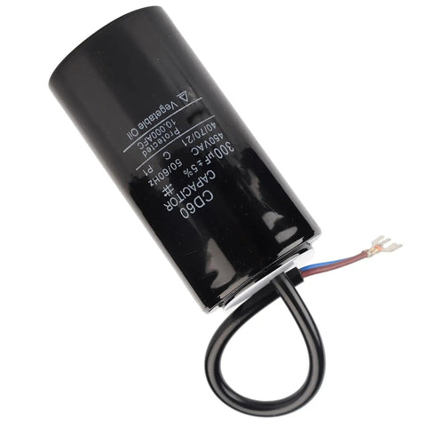 Power Up Start Capacitor For Water Pumps And Industrial Motors 450V 300uF Film Type Plastic Case Double Pin Durable Motor Start Component For Pumps And Equipment 50 By 100 Mm black cylinder with lead wires
