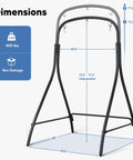 Beefy Heavy-Duty Steel Hammock Chair Stand With 400 Lbs Capacity, Adjustable Height From 73.2 To 77.2 Inches, Black dimensions