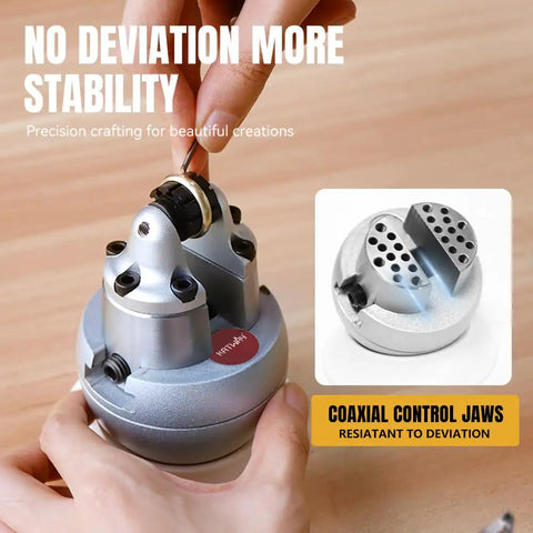 Hands adjusting a ring in the Heavy Duty 3 Inch Engravers Ball Vise With Full Set Attachments for precise control.