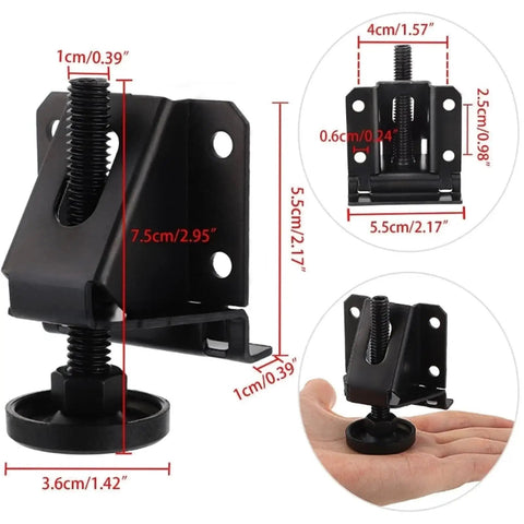 Beefed Up Heavy Duty Adjustable Furniture Leveler Feet Set Of 10 With Threaded Precision Legs detail view showing dimensions