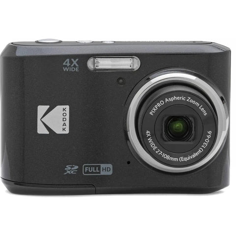 Front view of FZ45 Digital Camera With 16MP Sensor, 4X Optical Zoom, 27MM Wide Angle, Full HD 1080P Video, Compact Black