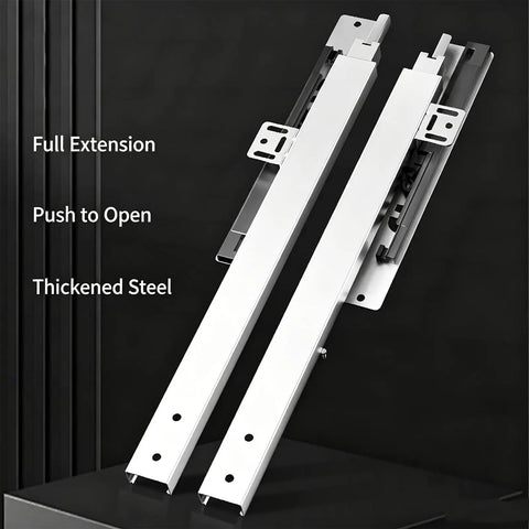 Undermount Drawer Slides 3 Fold Push To Open Soft Close Drawer Runners 24 Inch Heavy Duty Steel With Smooth Glide 132 Lb Load