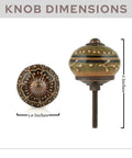 Dope Boho Ceramic Cabinet Knobs Set Of 30 Colorful Mandala Knobs With Gold Hardware 1.6x3 inches dimensions shown