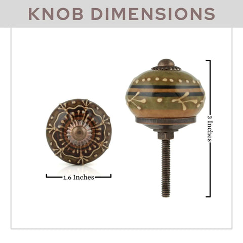 Dope Boho Ceramic Cabinet Knobs Set Of 30 Colorful Mandala Knobs With Gold Hardware 1.6x3 inches dimensions shown