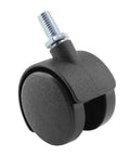 Keep It Rollin Smooth With Heavy Duty Swivel Caster Wheels Crafted From Durable Black Nylon Featuring An M8 Threaded Stem For Zero Friction Movement Over Wood Floors Tables Cabinets Shelves Garage Projects And Tool Stands - close-up of a black nylon swivel caster wheel with an M8 threaded stem.