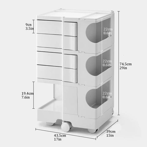 Make Your Space Pop With This Hella Sturdy Multipurpose Utility Storage Cart Featuring Smooth 360 Rotating Abs Plastic Wheels For Bedroom And Living Room Flex, detailed dimensions.