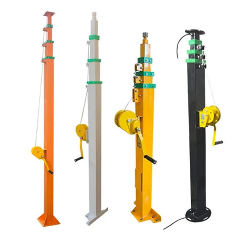Heavy Duty 8M Telescopic Hand Winch Mast With Rock Solid Double Locking Rig For Led Lighting And Camera Poles, multiple colors.