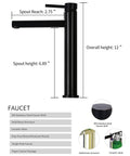 Faucet details for Ceramic Vessel Sink Set 14.4 Inch Round Matte White Above Counter Basin With Faucet And Pop Up Drain.