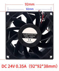 24V Welding Machine Cooling Fan 92X38MM High Airflow Dual Ball Bearing Low Noise Heavy Duty Industrial Grade For Power Supplies And Cabinets 2 Pin 2 Wire Mount Kit Universal Case Fan, 92x92x38mm