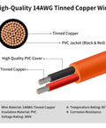 Cross-section of 14AWG tinned copper wire with PVC jacket. 8mm DC Extension Cable 20ft With DC7909 Male To Female Solar Cable And DC8020 Adapter.