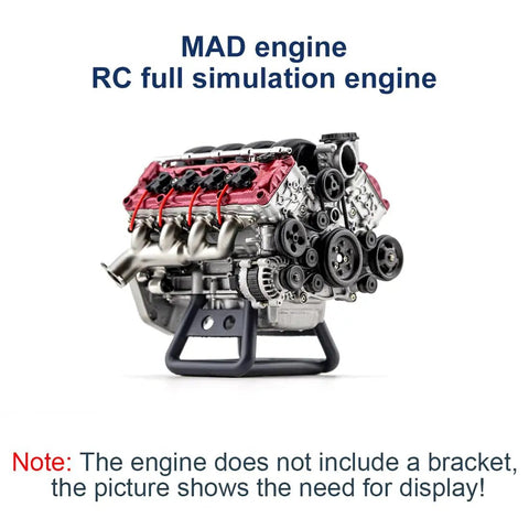 3D Printed Resin V8 Engine Model Kit for RC Car Fans Realistic Dynamic V8 Internal Combustion Engine Replica for AX90104 SCX10 II Capra VS4-10 Pro Ultra DIY Assembly High Detail Hobby Accessory, red and silver display model