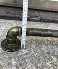 Heavy Duty Badass Wrought Iron Pipe Stair Handrail For Indoor Outdoor Use Rock Solid Wall Mount Banister showing bronze finish and dimensions.