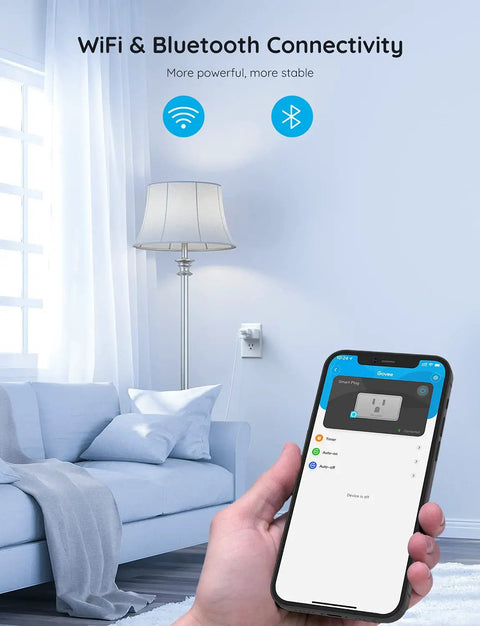 Phone app controlling Smart Plug 15A WiFi Bluetooth Outlet Works With Alexa And Google Assistant, Custom Timers, No Hub Needed