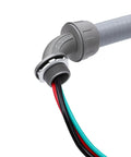 Heavy Duty Liquid Tight Flexible Conduit AC Whip Kit 3/4 Inch X 6 Foot showing elbow joint and pre-terminated wire connections.