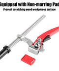 Quick Ratchet MFT Table Workbench Dog Clamp Offering 3/4 Inch Dog Hole Fitment And Rock Solid Hold Down Grip to prevent surface scratches.