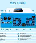 Rear view of All In One 5000W 48V Hybrid Solar Inverter With 80A MPPT Solar Charger And 40A AC Battery Charger showing connections