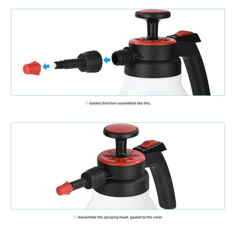 Assembly steps of 0.53 Gallon Garden Sprayer Hand Pump With Adjustable Nozzle And Trigger Lock Portable Do It All Multipurpose Sprayer