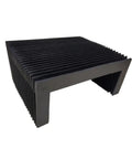 Accordion Cover for CNC Machines, 360mm Wide by 90mm High, 315mm Extended Length, black dust shield on white background