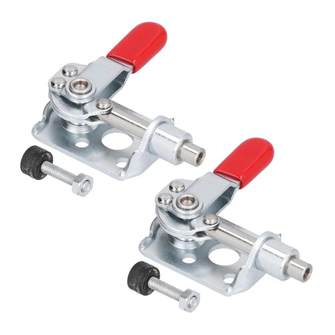 Heavy Duty Push Pull Toggle Clamp Set For Woodworking And Welding Jigs, 2 Pack Hand Tool Clamps shown in front view with screws