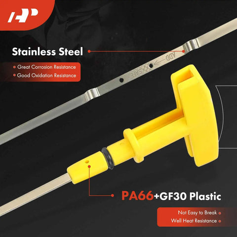 Engine Oil Dipstick For Dodge Ram V8 5.7L And 6.4L with yellow plastic handle, stainless steel design