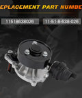 Heavy Duty Engine Coolant Water Pump Assembly Compatible With 2017 To 2022 BMW Models Fits 230i And 330i, featuring replacement part numbers.
