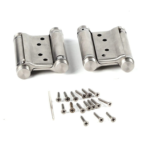 Double Action Spring Hinge 3 Inch For Cafe And Bar Counter Doors, Heavy Duty Stainless Steel, Rust Resistant Swing Door Hardware, Set of Two