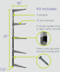 Diagram of Heavy Duty Wall Mounted Storage Rack With Adjustable Arms Five Tier Steel Garage Shelving Unit components