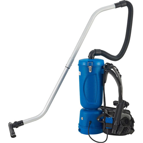 Ergonomic HEPA Backpack Vacuum With 8 Piece Tool Kit 2.5 Gallon Capacity 105 CFM 1080W 120V 50 Foot Power Cord Ultra Quiet 70 DB