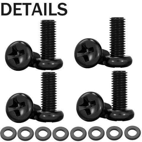 VESA Compatible M4 12mm TV And Monitor Wall Mount Screws With Washers For 75x75mm And 100x100mm Brackets Stainless Steel