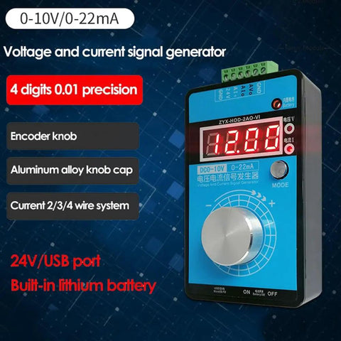 Top-Tier Signal Generator With 0-10V Output And 0-22mA Current Support For Precision Testing, featuring encoder knob and battery power.