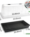 All In One Extra Tall 7.3 Inch Humidity Dome Seed Starter Tray Set Heavy Duty 1020 Size showing clear lid and base dimensions