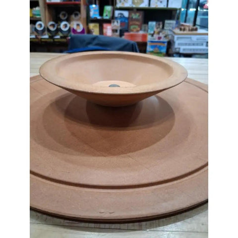 Bottom view of 12 Inch Hand Turned Solid Wood Lazy Susan Serving Tray With Raised Rim For Kitchen Countertop And Dining Table