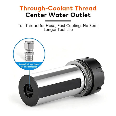 Heavy Duty Er Collet Chuck Extension Holder For Milling Machine Lathe And High Speed Cnc Cutting Tool with Through-Coolant Thread.