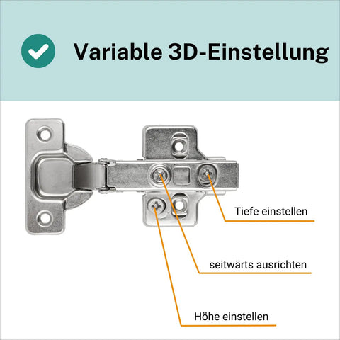 3D Soft Close Cabinet Hinge For Besta Doors With Cover, Easy Install And Adjustable Tension, Silver Finish