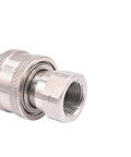 Close-up of Badass Heavy Duty 304 Stainless Steel Hydraulic Quick Coupling Connector With Fast Release Push To Connect Fittings 3/4 Inch.