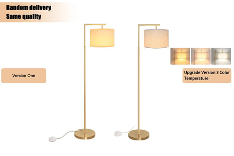 3 Color Temperature Gold Floor Lamp Dope Sleek Mid Century Modern Brass Standing Lamp With Hanging Drum Shade For Living Room
