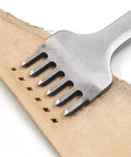 Pro Grade Leather Pricking Irons And Diamond Stitching Chisel Set with 4mm prongs on leather, heavy duty steel, diamond teeth