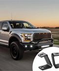 Off Road LED Pod Mount Bracket Kit 4 Pack With Adjustable Clamps For Front A Pillar Hood Mounts Universal Fit For Most LED Pods Easy Install Reliable Light Holder For Cars Trucks SUVs shown on vehicle with mounts