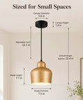efperfect 7.5 in Gold Pendant Light Fixture, Modern Kitchen Island Lighting dimensions illustration with size details.